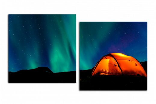 Модульная картина Свет палатки и севера